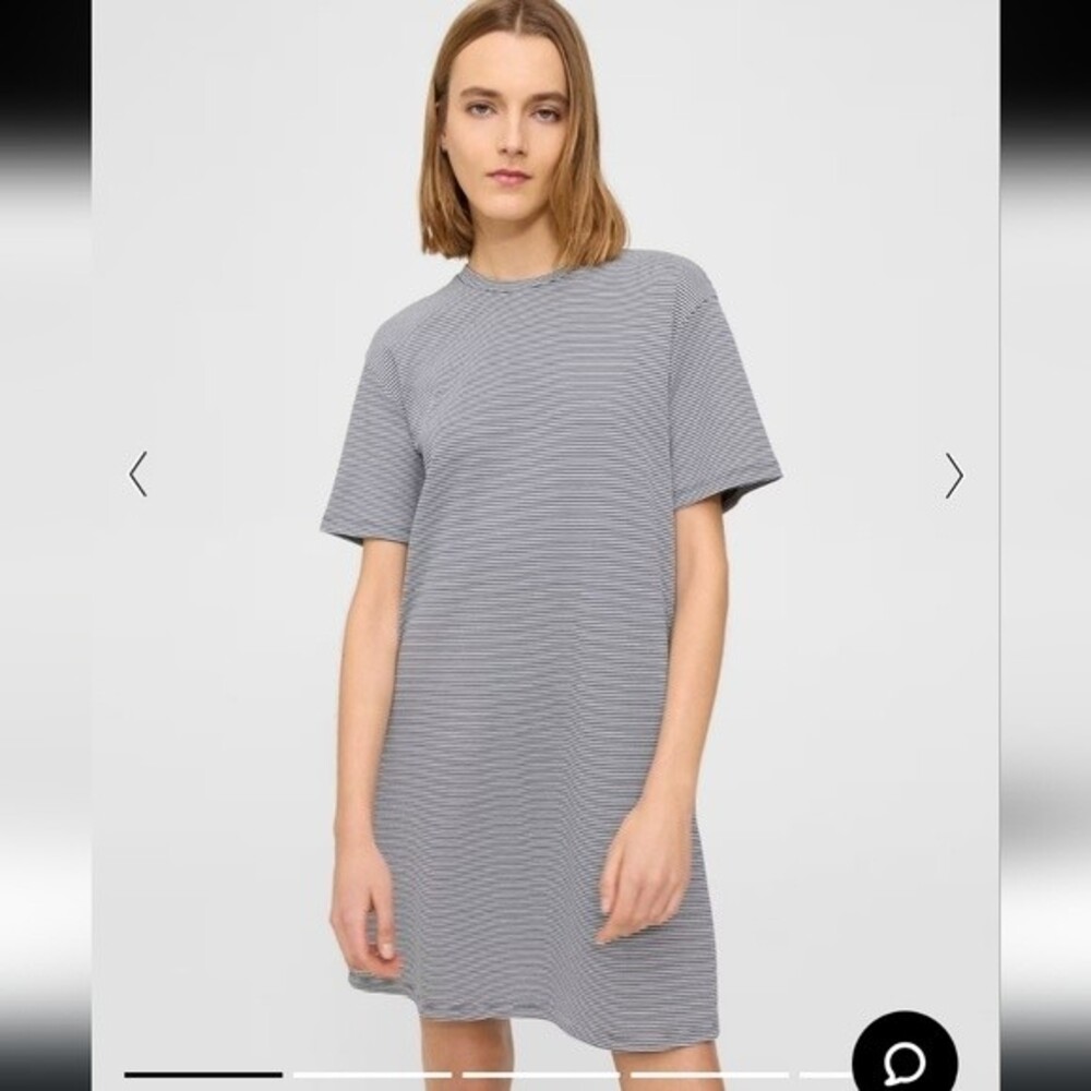 Theory Perfect T-Shirt mini short Jersey Dress Striped white black Cotton size P